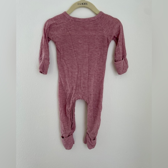 LITTLE SLEEPIES Ribbed Heathered Mauve Crescent Zippy - Picture 3 of 5